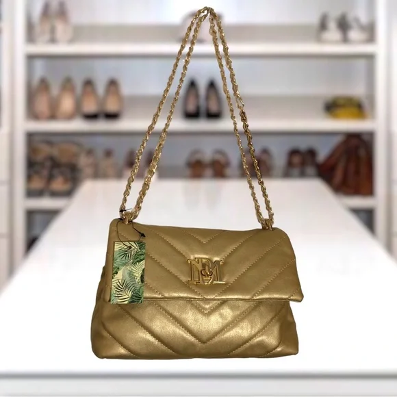 New Badgley Mischka Metallic Quilted Crossbody w Letter Lock Multi-winner HP! - Picture 2 of 15